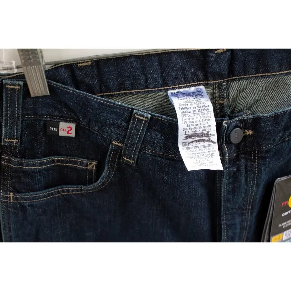 NWT Carhartt FR 35x32 Flame Resistant Relaxed Fit Rugged Flex Denim Blue Jeans
